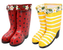 Yellow & Red Hanging Pair of Wellies Metal Planter Garden Home Gift Ornament