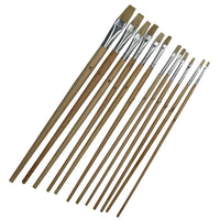 Lot de 12 pinceaux plats géants avec manche en bois pour peinture, modélisme et artisanat