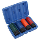 4pc 1/2" Drive Deep Colour Coded Alloy Wheel Impact Sockets 17 19 21 22mm