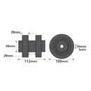 Rouleaux doubles en caoutchouc pour remorque de bateau / jet ski / canot pneumatique, alésage de 16 mm