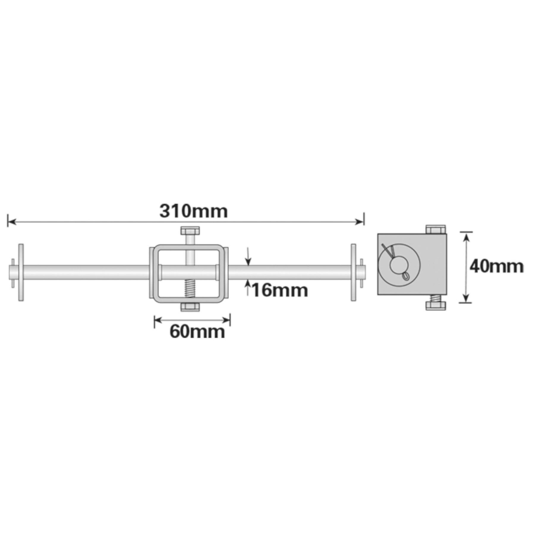 Rollenhalterung für Boot-/Jetski-/Schlauchbootanhänger, 305 mm, 16 mm Spindel, UBR30