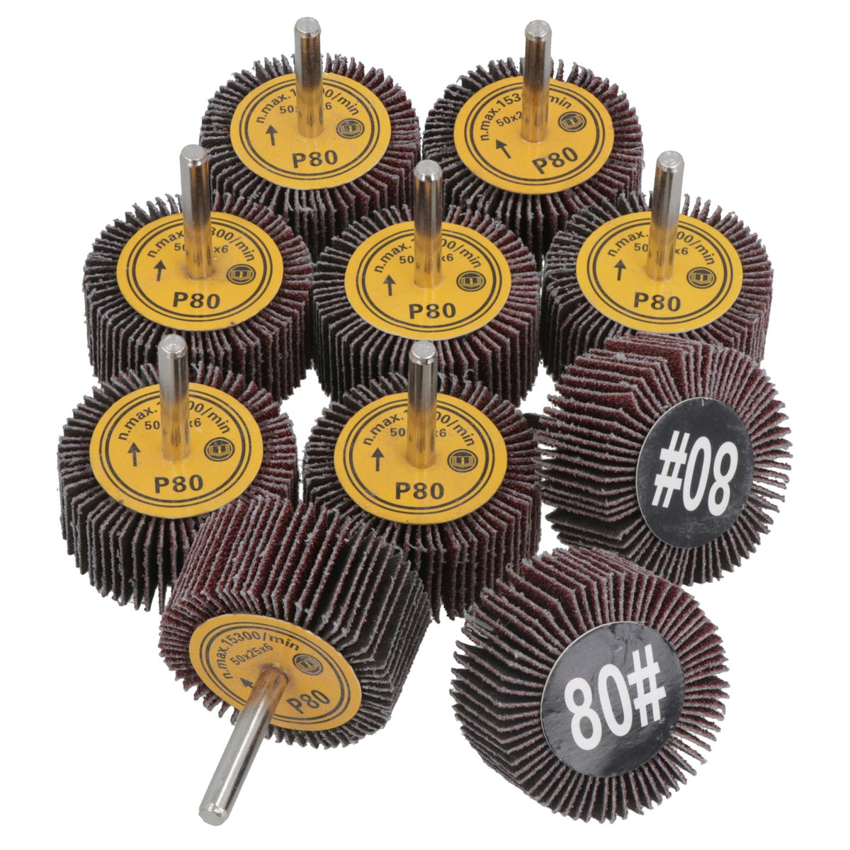 50mm 80 Grit Abrasive Flap Wheel Discs Sanding Rust Removal 6mm Shank