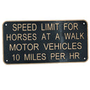 Plaque en fonte avec limite de vitesse pour chevaux, porte, mur, maison, portail, véhicule à moteur