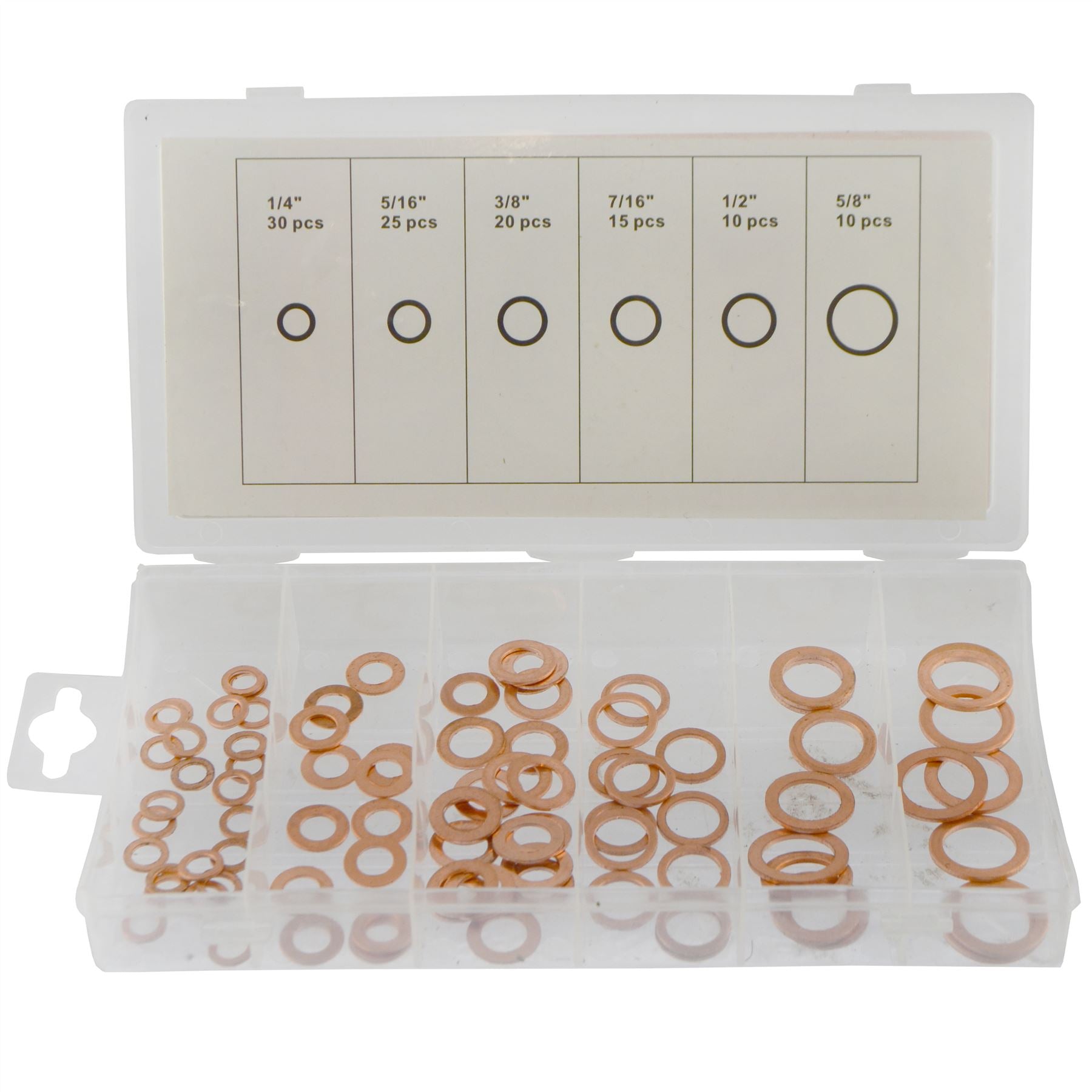 110pc Solid Copper Washer Kit Assortment 1/4" - 5/8"  Imperial Sizes