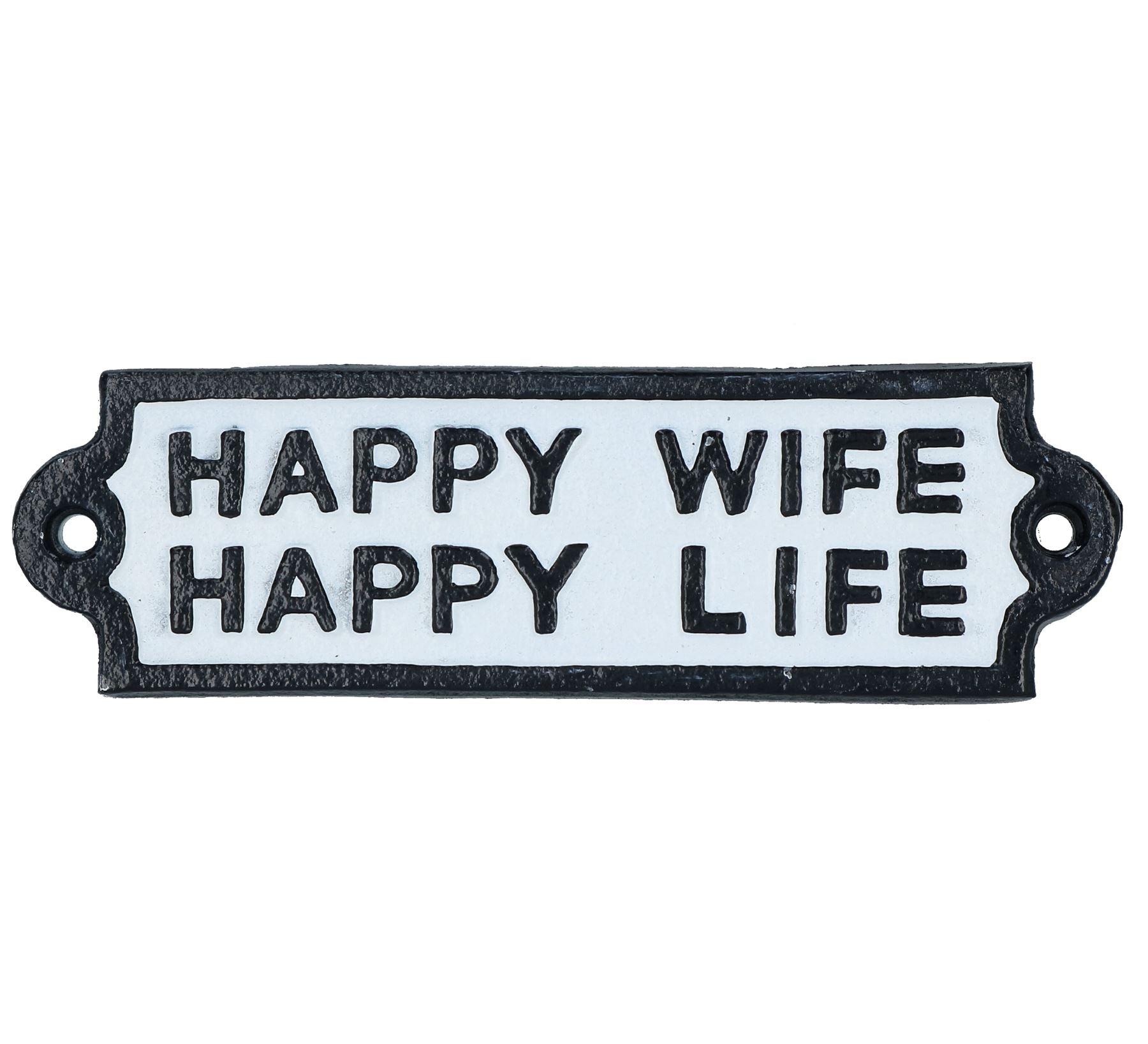 Schild „Happy Wife Happy Life“ aus Gusseisen, für Wand, Tür, Zaun, Tor, Pfosten, Haus