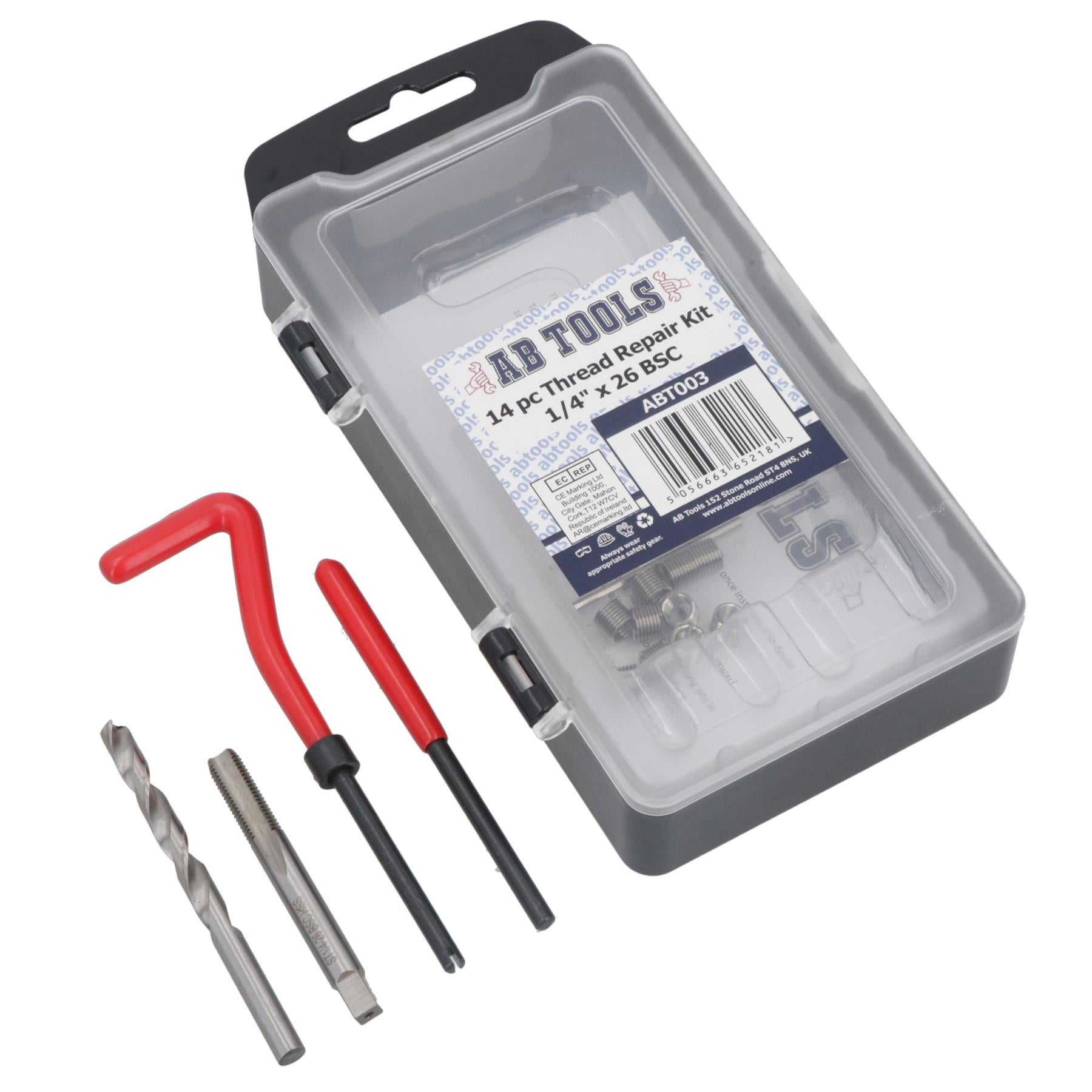 1/4 x 26 BSC Thread Repair Cutter Kit Helicoil Set for Damaged Threads 14pc