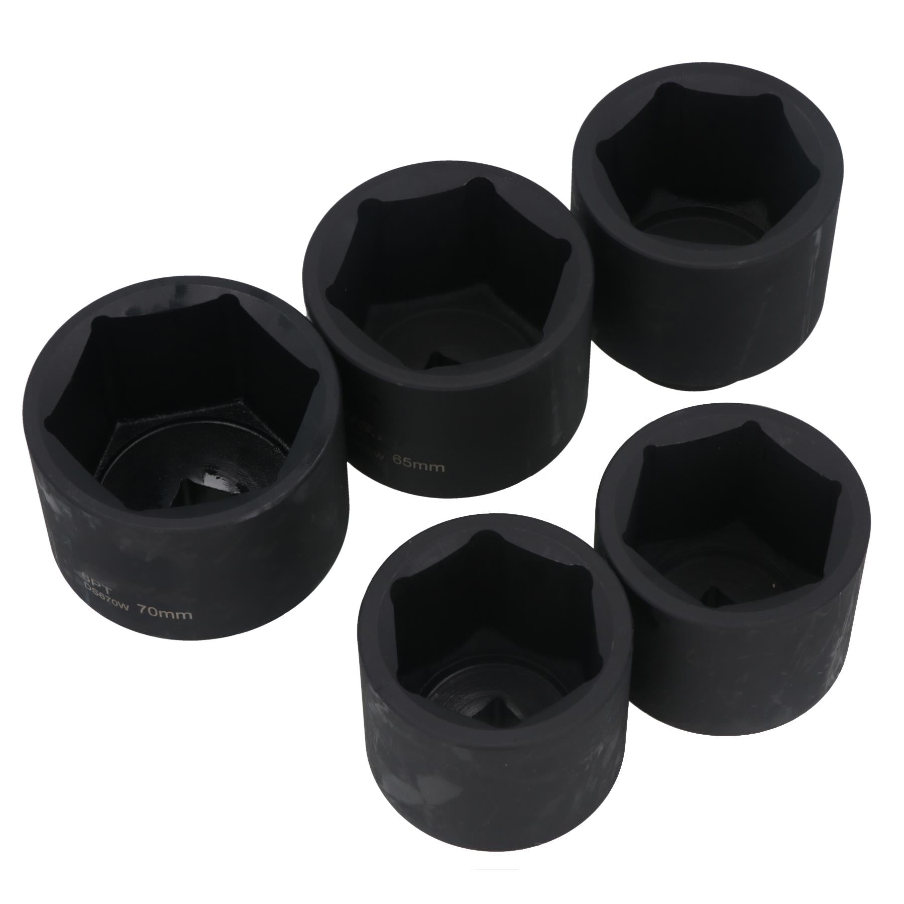 3/4"-Antrieb, flache, metrische 6-seitige Einzelsechskant-Steckschlüsseleinsätze, 55 mm – 70 mm, 5-teiliges Set