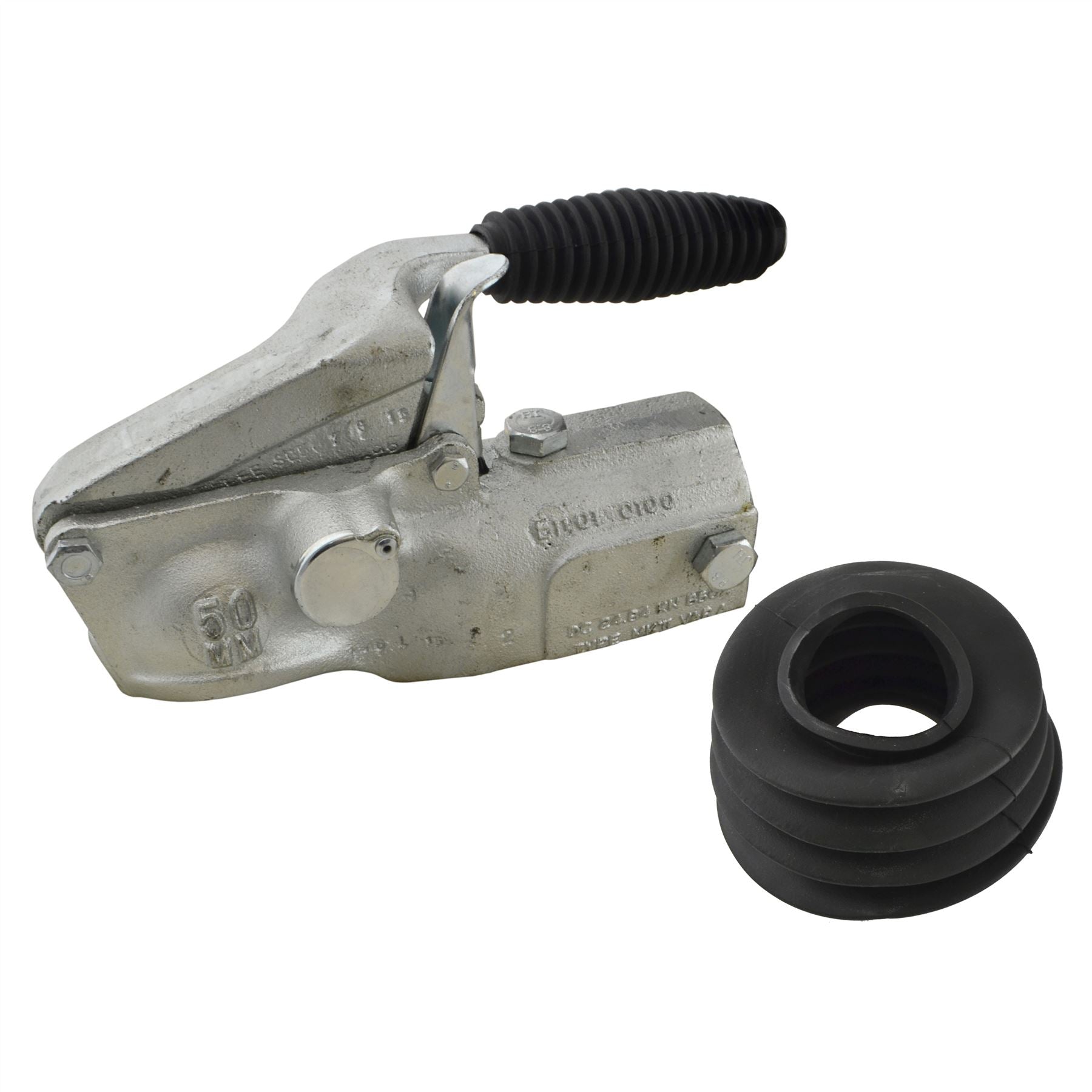 Tête d'attelage Bradley 50 mm avec attelage automatique jusqu'à 2 750 kg verrouillable et boulonnée BRD03