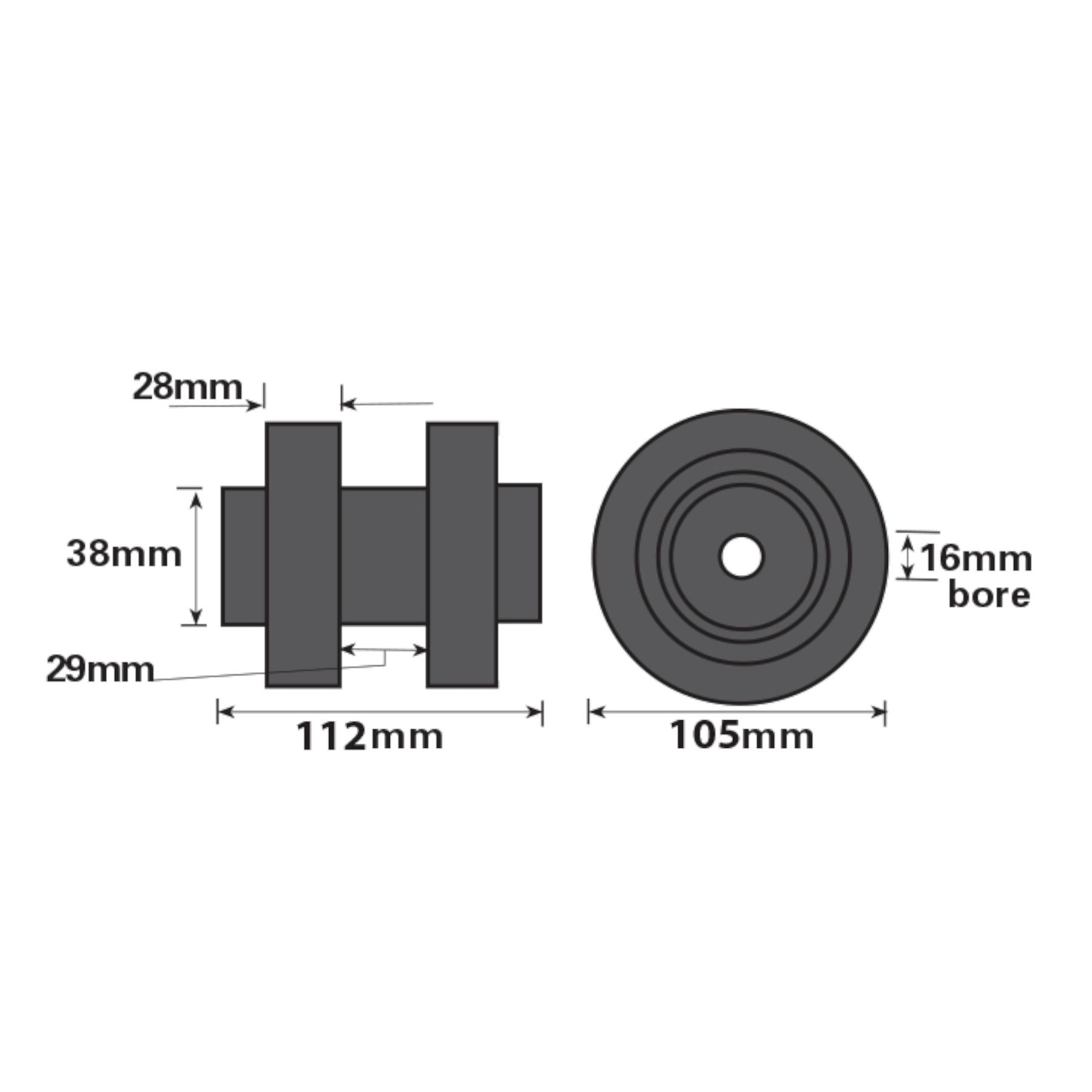 Boat / Jetski / Dinghy Trailer Double Rollers Rubber 16mm Bore