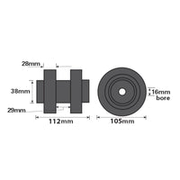 Rouleaux doubles en caoutchouc pour remorque de bateau / jet ski / canot pneumatique, alésage de 16 mm