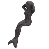 Small Mermaid Cast Iron Statue Figure Ornament Garden Water Pond Shelf Sitting