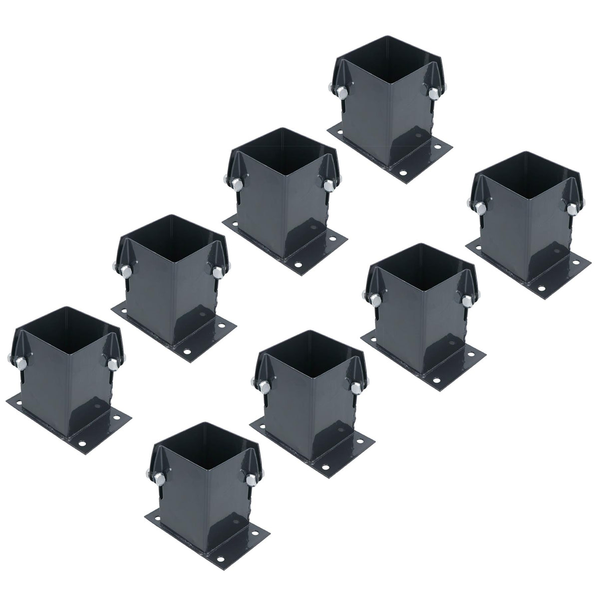 Grey Flush Fit Fence Post Bolt Down Shoe Holder Support 100mm x 100mm