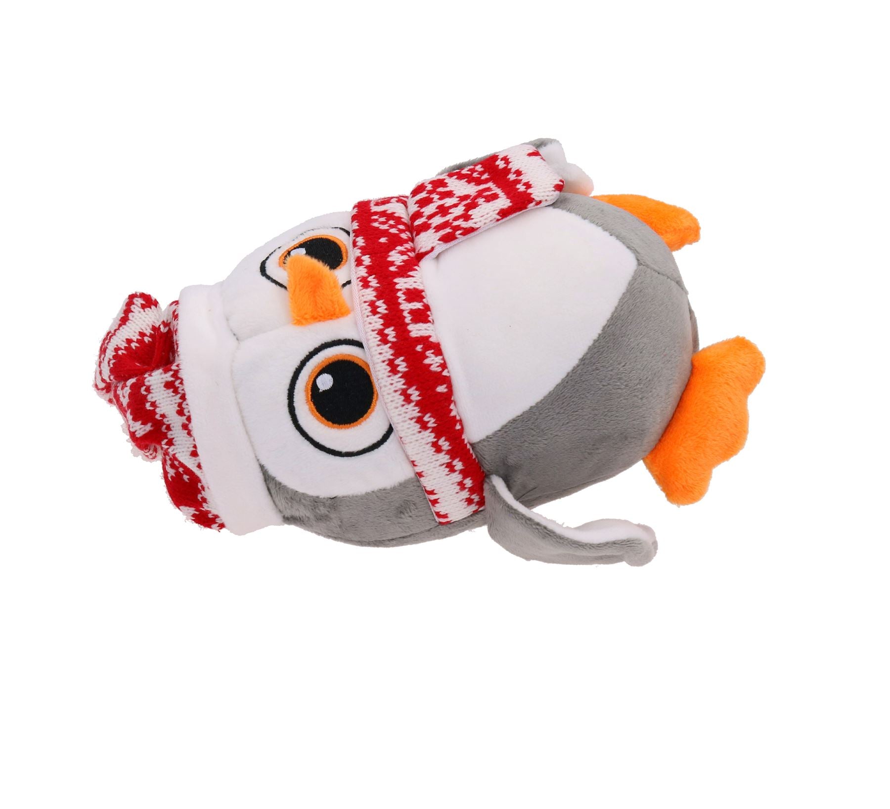 Cadeau de Noël pour chien Peluche réconfortante et couinante Pingouin gris pour chien 12x23cm