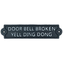 Door Bell Broken Yell Ding Dong Cast Iron Sign Plaque Wall Gate House Garden