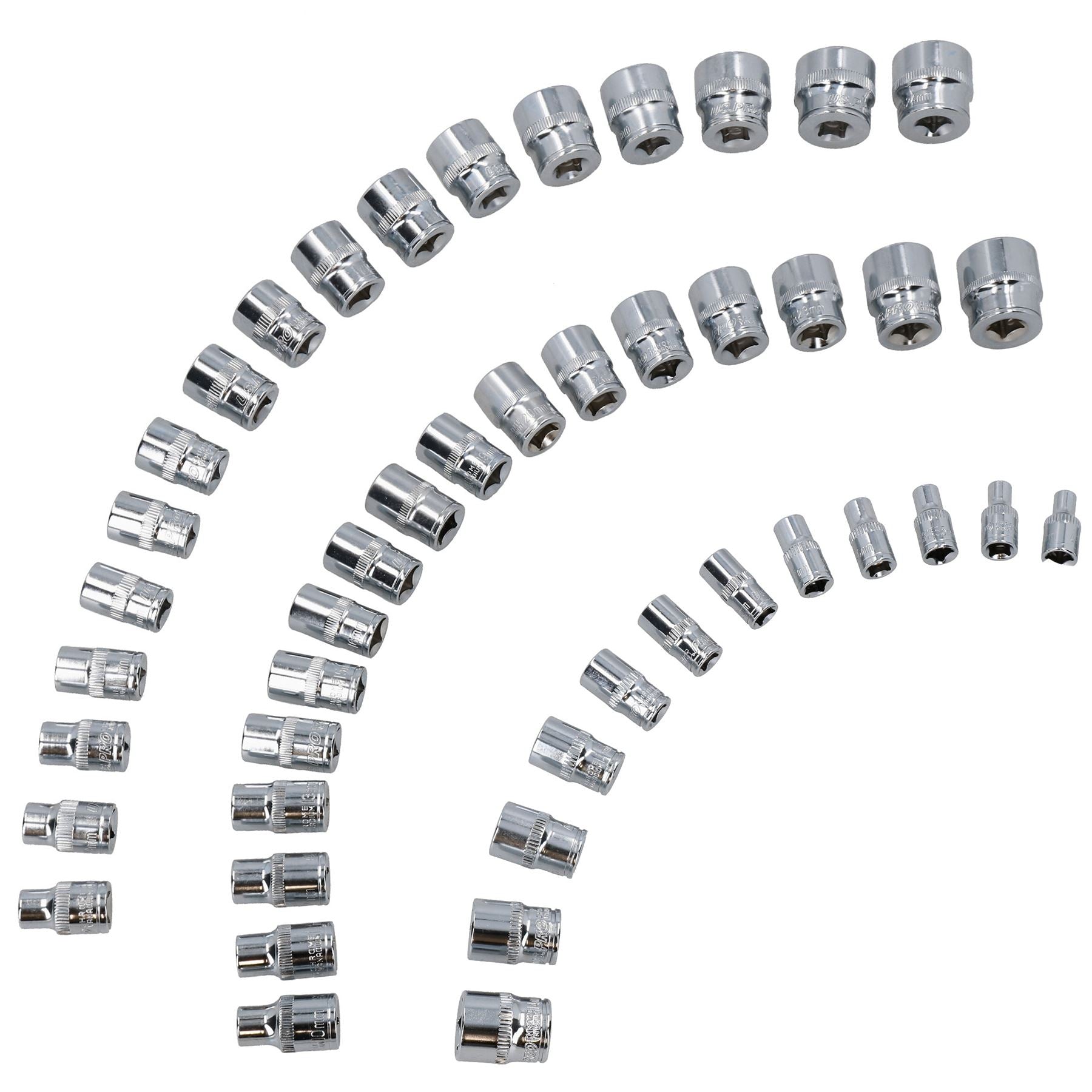 1/4 Zoll, 3/8 Zoll und 1/2 Zoll Antrieb, flache metrische 6-seitige Steckschlüssel