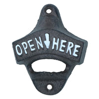 Open Here Bottle Opener Beer Cast Iron Sign Gift Garage Shed Bar Man Cave