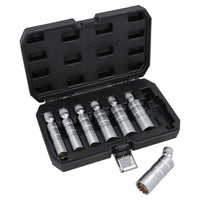 Thin Walled Swivel Magnetic Spark Plug Sockets 12 Point 3/8in Drive MM SAE 7pc