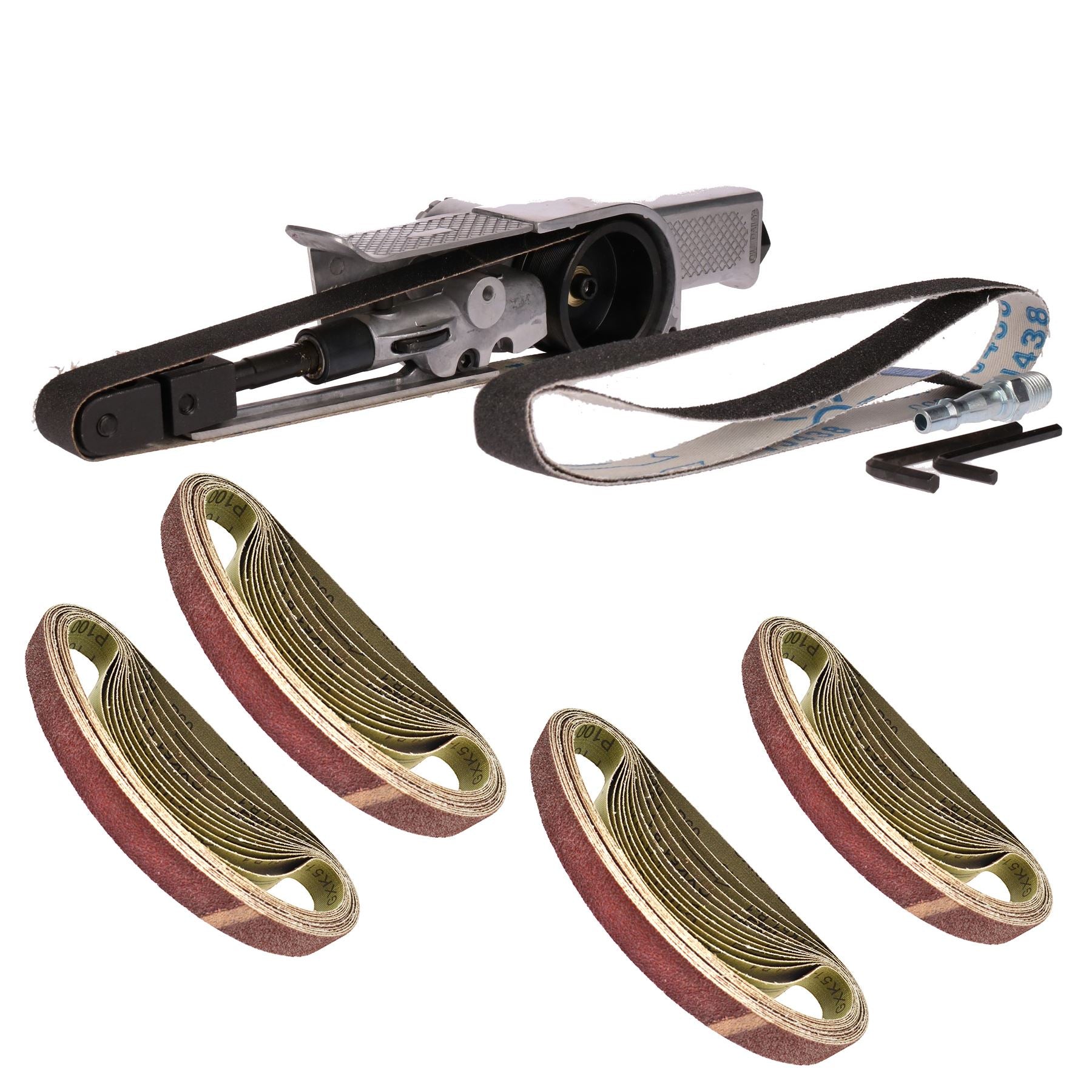 20mm Wide Air Finger Belt Sander Power File Detail Sander Sanding + 50 Belts