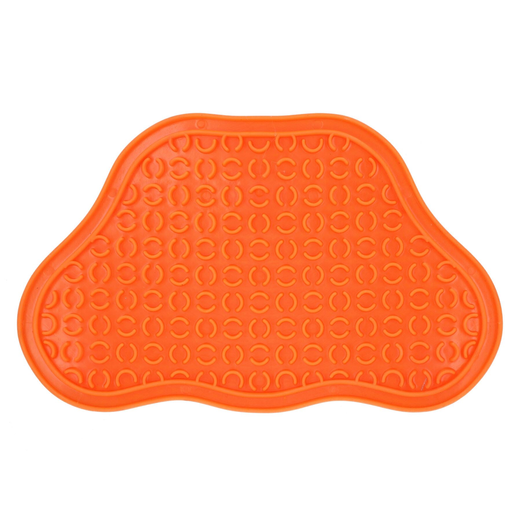 1PK Orange Interactive Dog Slow Lick Mat With Suction Cups Food Accessories