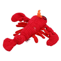 Small Lobster Knottie Plush Durable Multi Squeaky Dog Puppy Toy 9x9x24cm