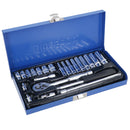 Professioneller Steckschlüsselsatz tief und flach, 1/4"-Antrieb, metrisch, 24-teilig, 4 mm – 13 mm