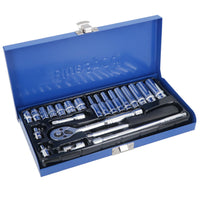 Professioneller Steckschlüsselsatz tief und flach, 1/4"-Antrieb, metrisch, 24-teilig, 4 mm – 13 mm