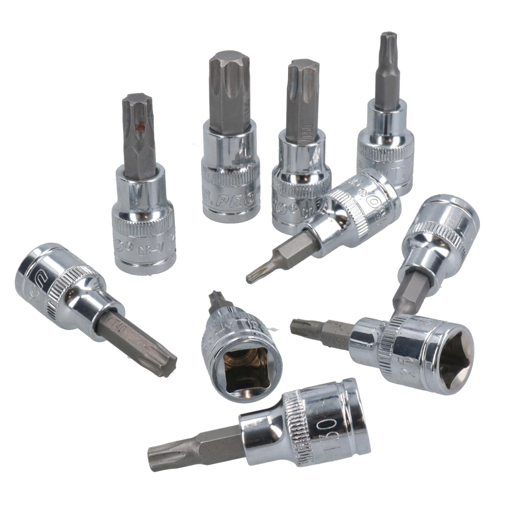 Innensechskant- und Torx-Sternschlüssel-Bitsatz 3/8" Dr-Steckschlüsseleinsatz H2 - H10 und T10 - T55
