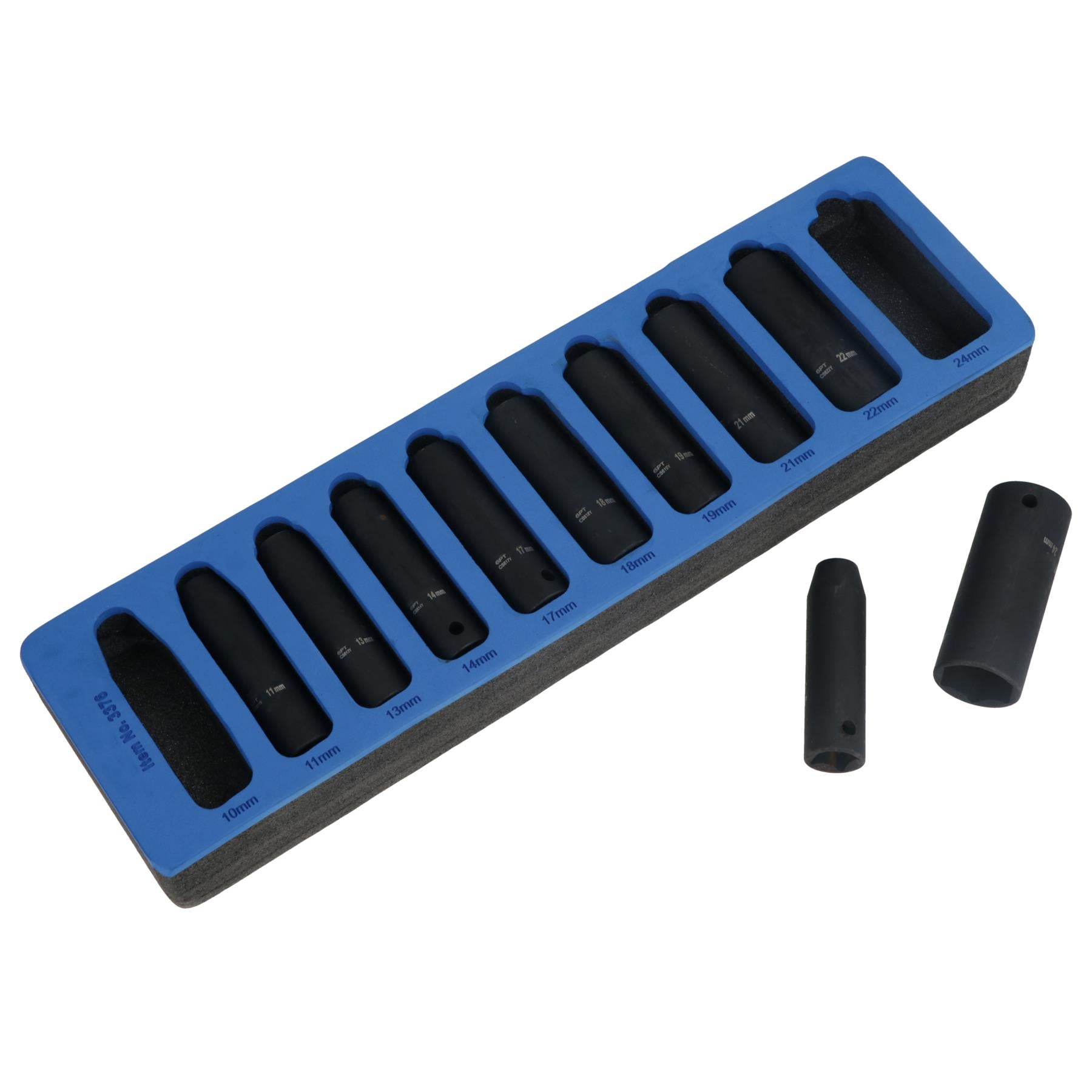 Douilles à chocs métriques profondes à entraînement 1/2" à six pans simples 10 mm - 24 mm 10 pièces