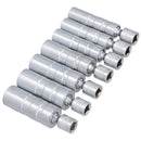 Thin Walled Swivel Magnetic Spark Plug Sockets 12 Point 3/8in Drive MM SAE 7pc