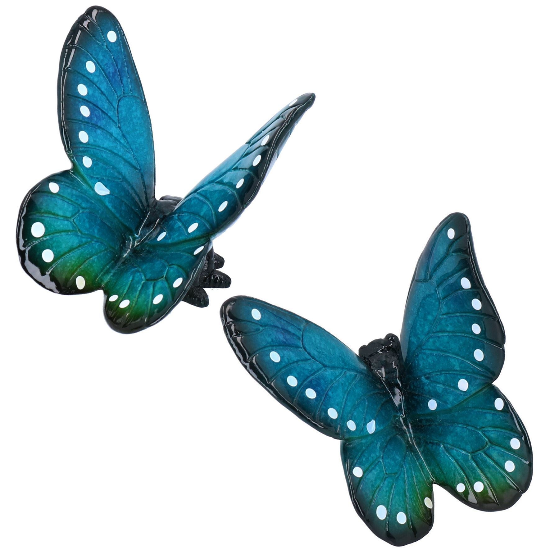 Blue Wall Mount Pair Butterflies Resin Shed Sculpture Statue Garden Butterfly