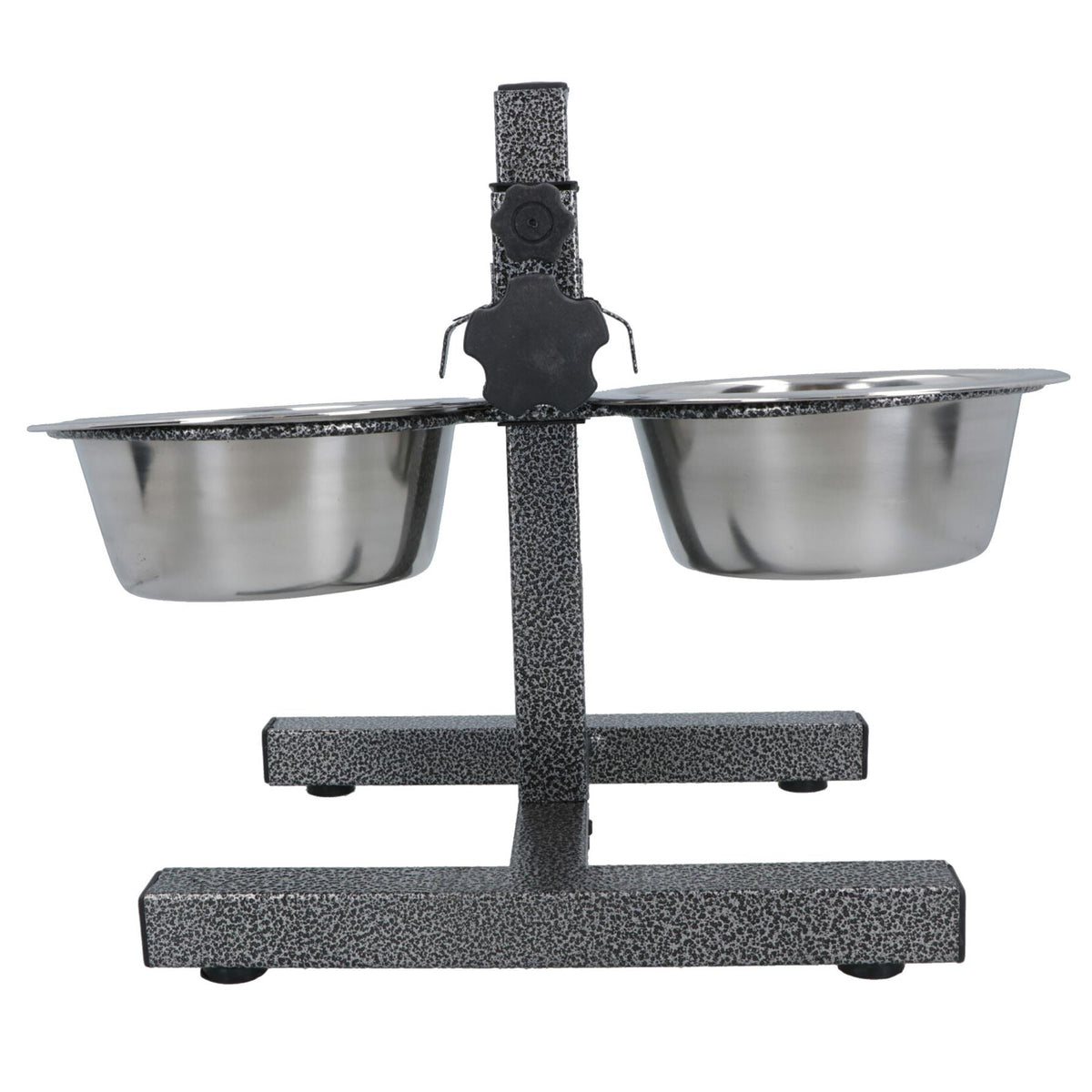 Double Pet Dog Bowl With Fully Adjustable Height Stand With Stainless Steel Bowls