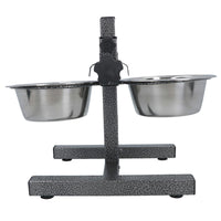 Double Pet Dog Bowl With Fully Adjustable Height Stand With Stainless Steel Bowls