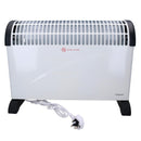 White 2KW Electric Fan Convector Heater Adjustable Thermostat Free Standing Home