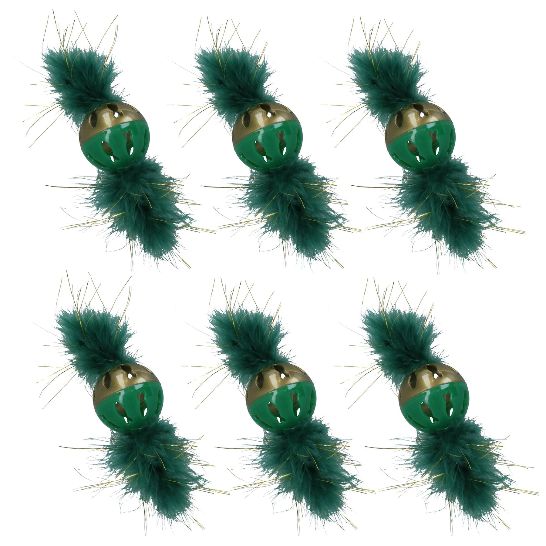 Lot de 6 boules de plumes magiques pour chat et chaton, cadeau de Noël, jouet de jeu festif pour félin