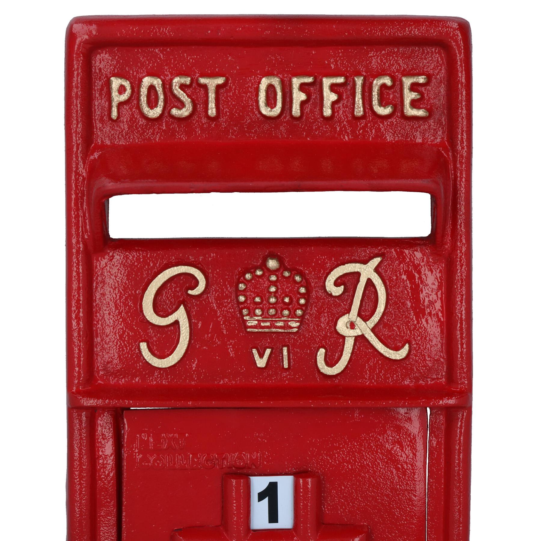 GR Royal Mail Post Box Wall Mount Replica Red Post Office Lockable GB Front