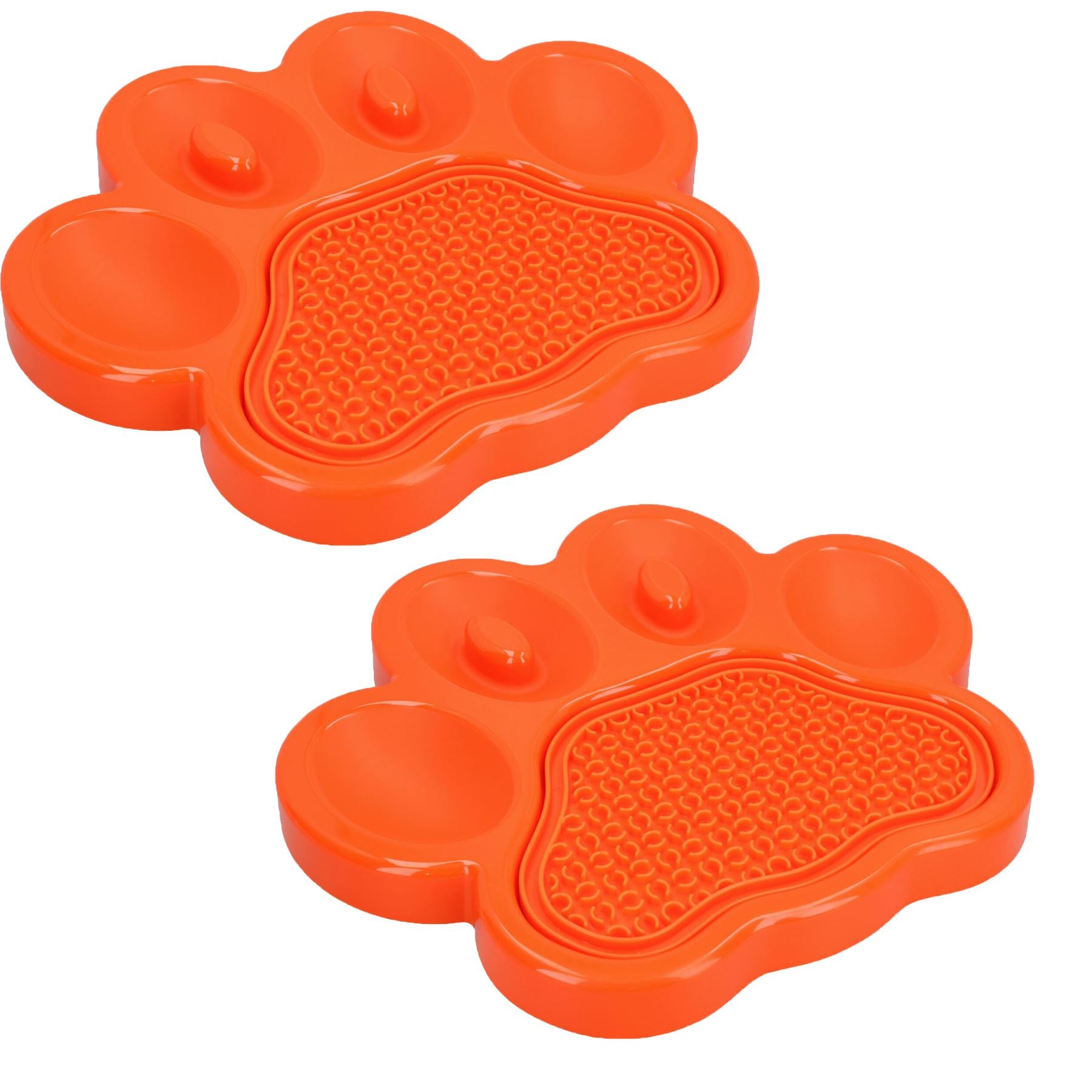 2PK Orange Paw Interactive Dog Slow Feeder & Lick Mat Dog Food Accessories
