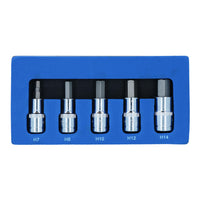 Hex / Allen Sockets Key Bits 1/2" Drive Metric Sizes 7mm - 14mm 5pcs