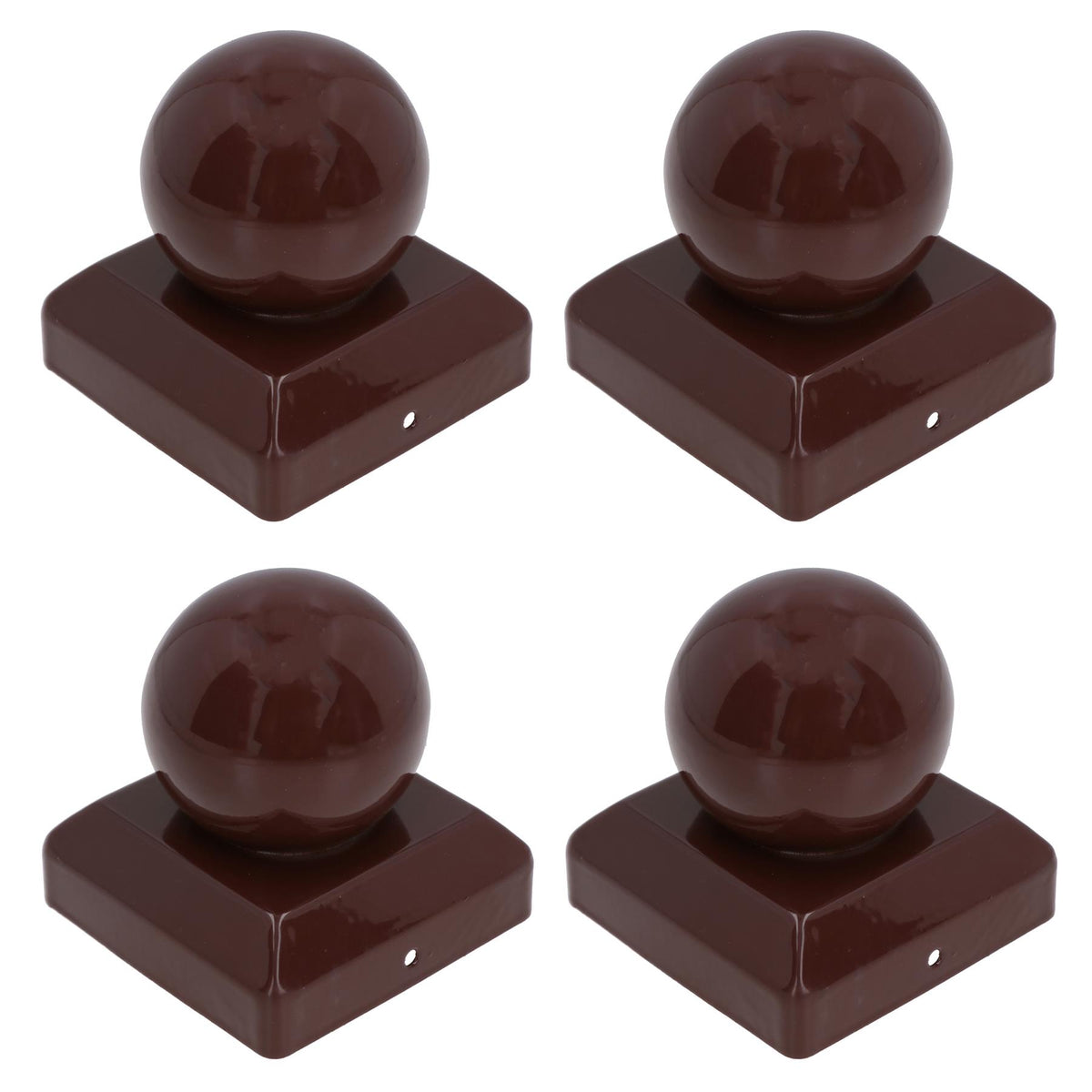 Metal Fence Post Caps Round / Ball 100mm x 100mm Protector Cover Brown