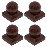 Metal Fence Post Caps Round / Ball 100mm x 100mm Protector Cover Brown