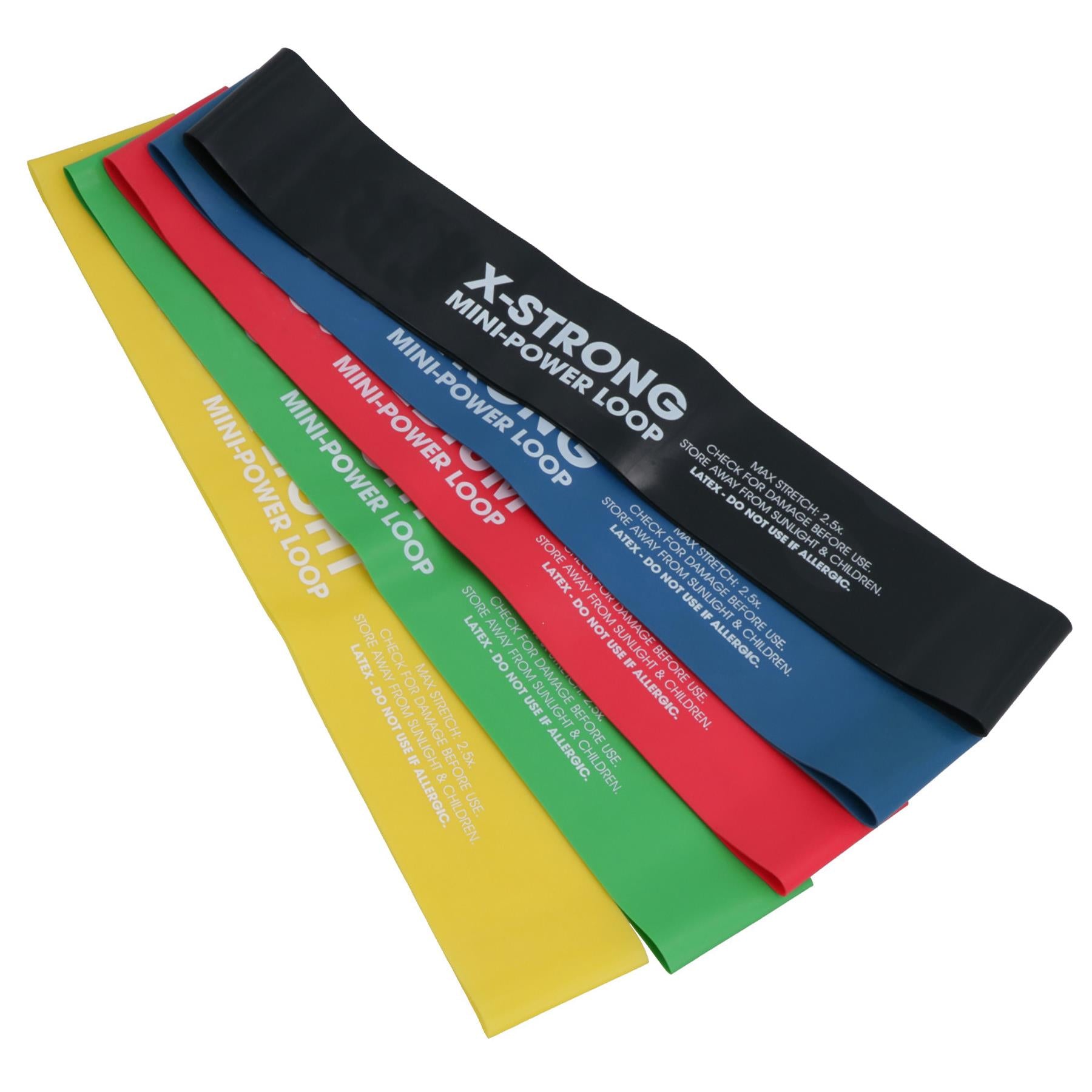 Resistance Bands Set of 5 Stretch Loops  X-Light - X-Strong for Yoga, Gym, Pilates