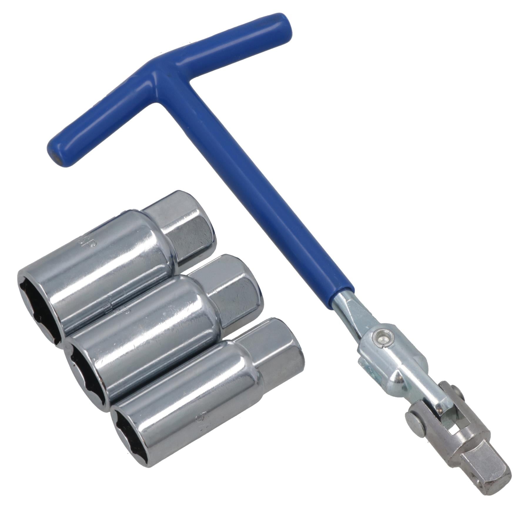 Spark Plug Socket Remover Installer Set Flexi T Bar + 16 18 21mm Sockets 4pc