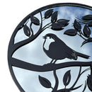 Schwarzer Metallspiegel mit rundem Robin-Motiv, Wandkunst, Garten, Heimgeschenk