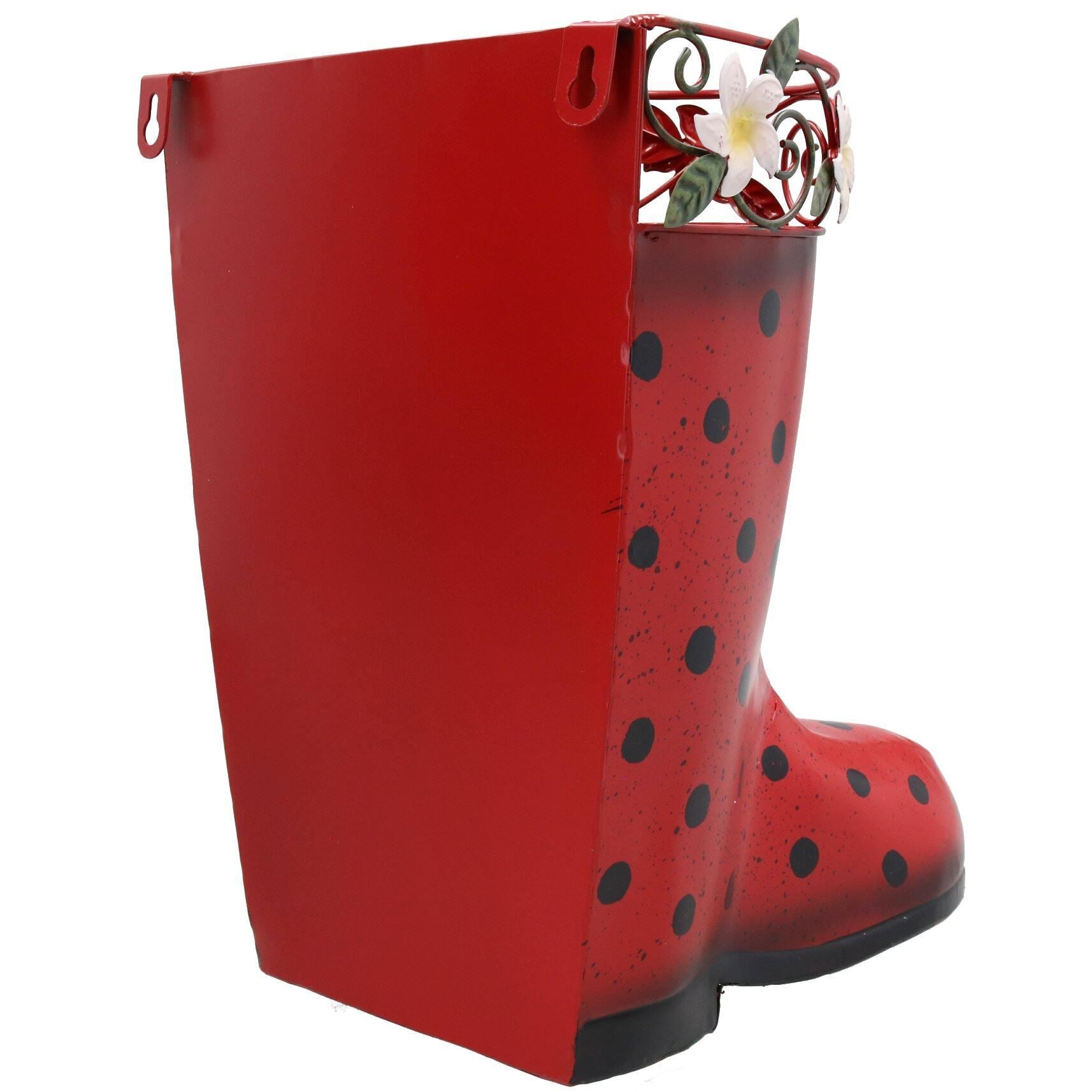 2PK Red Hanging Pair of Wellies Metal Planter Garden Gift Ornament 20x24x30cm