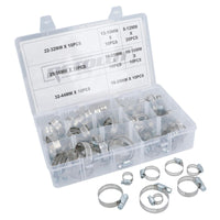 Assorted Stainless Steel Hose Pipe Clamps for Air Water Fuel Gas 8 – 44mm 91pc