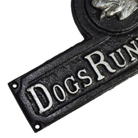 Hunde laufen lose Gusseisen Zeichen Plaque Wand Zaun Tor Post Haus Hund