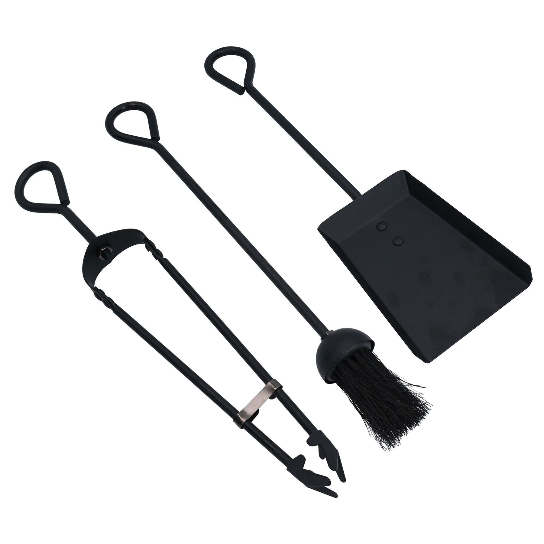 18" Loop Brush, Shovel & Tongs Fire Coal Wood Log Burner Steel Metal 450mm
