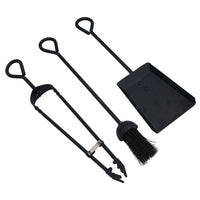18" Loop Brush, Shovel & Tongs Fire Coal Wood Log Burner Steel Metal 450mm