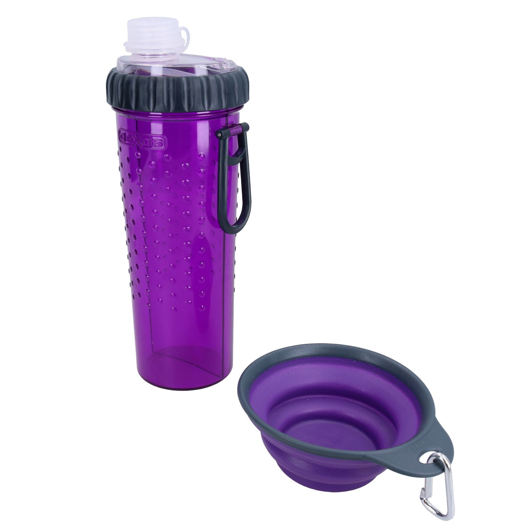 Bouteille d'hydratation et gobelet portable DEXAS Purple 360 ​​ml pour chiens