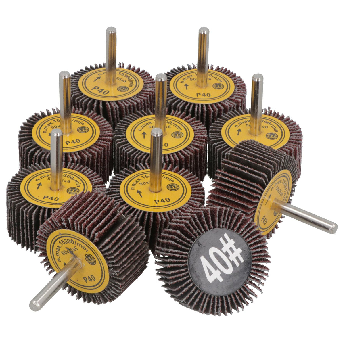 50mm 40 Grit Abrasive Flap Wheel Discs Sanding Rust Removal 6mm Shank