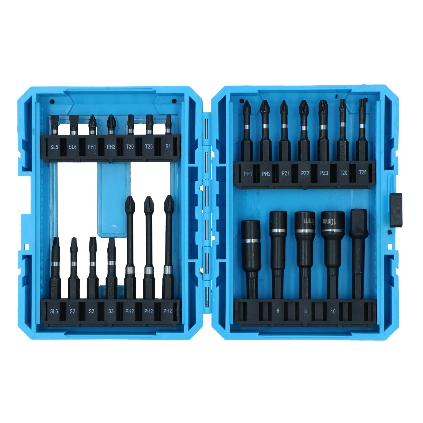 Impact Screwdriver And Nut Driver Bits Phillips Pozi Slotted 26pc Shallow + Deep